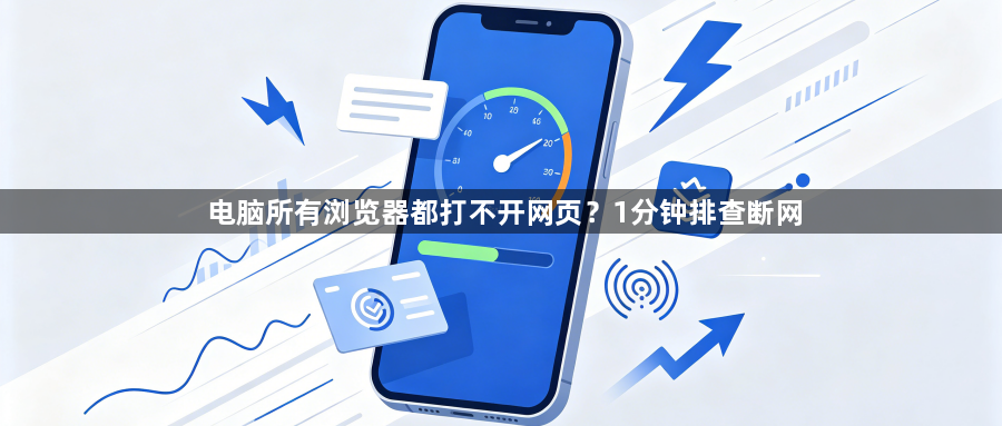 电脑所有浏览器都打不开网页?1分钟排查断网1