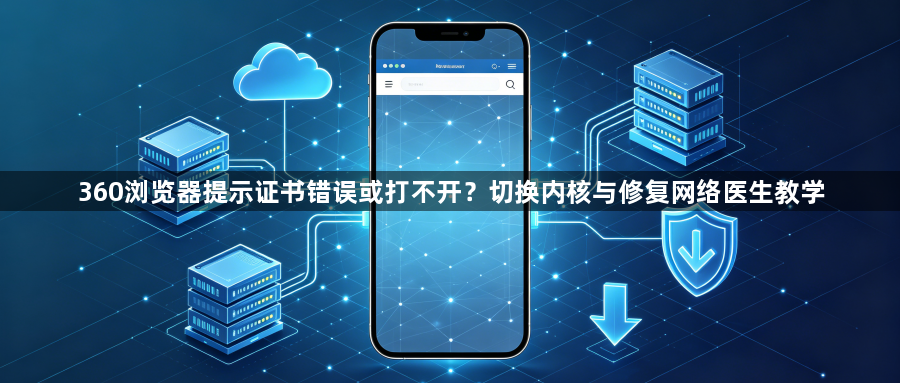 360浏览器提示证书错误或打不开？切换内核与修复网络医生教学1