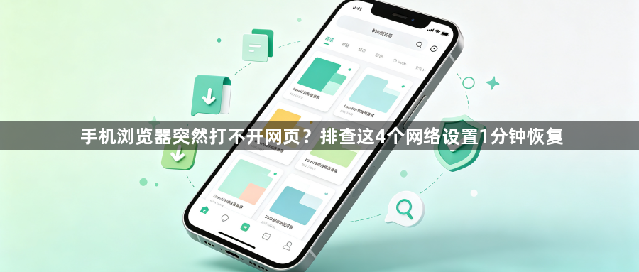 手机浏览器突然打不开网页?排查这4个网络设置1分钟恢复1