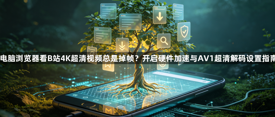 电脑浏览器看B站4K超清视频总是掉帧?开启硬件加速与AV1超清解码设置指南1