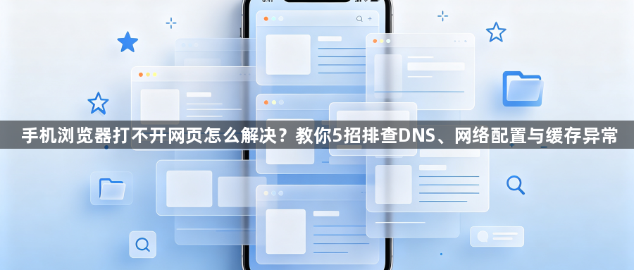 手机浏览器打不开网页怎么解决？教你5招排查DNS、网络配置与缓存异常1